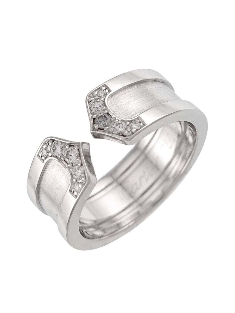 Cartier C2 Small SM 47 Ring Diamond 18k White Gold 750 2C